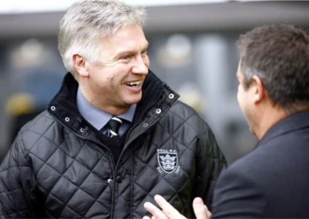 Adam Pearson shares a joke with coach Peter Gentle