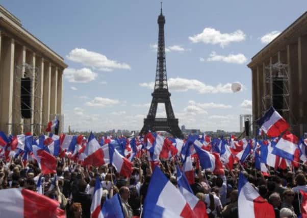 Flag waving in Paris