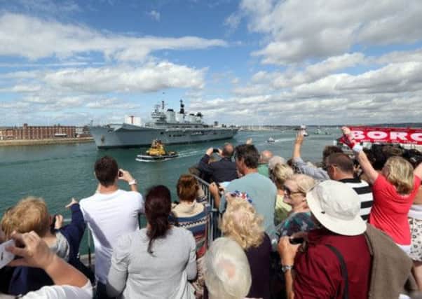 Helicopter carrier HMS Illustrious leaves Portsmouth for Gibraltar to take part in a deployment in the Mediterranean.