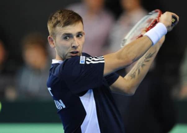 Great Britain's Dan Evans during the Davis Cup match against Russia's Evgeny Donskoy at the Ricoh Arena, Coventry. Picture: Joe Giddens/PA Wire