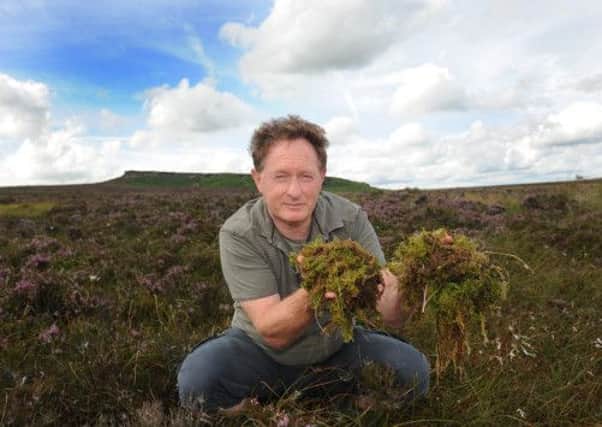 Dr Ian Rotherham on Sheffield's Ringinglow Bog with Sphagnum moss.