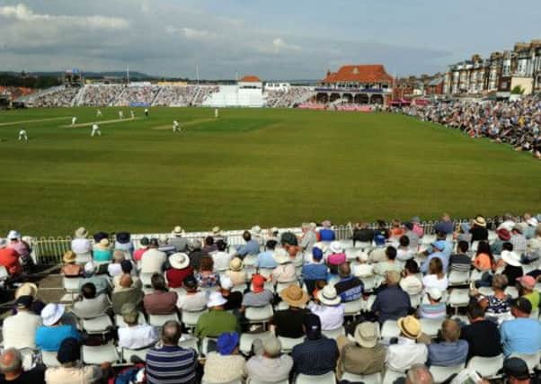 A packed Scarborough Cricket Club fo the opening day of ther Yorkshire v Durham  County Championship game.