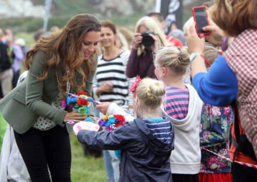 The Duchess of Cambridge speaks to wellwishers at Breakwater Country Park for the start of the Ring O' Fire Anglesey Coastal Ultra Marathon