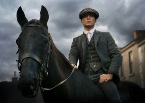 Cillian Murphy saddling up for forthcoming BBC drama series Peaky Blinders and Sally Joynson below.