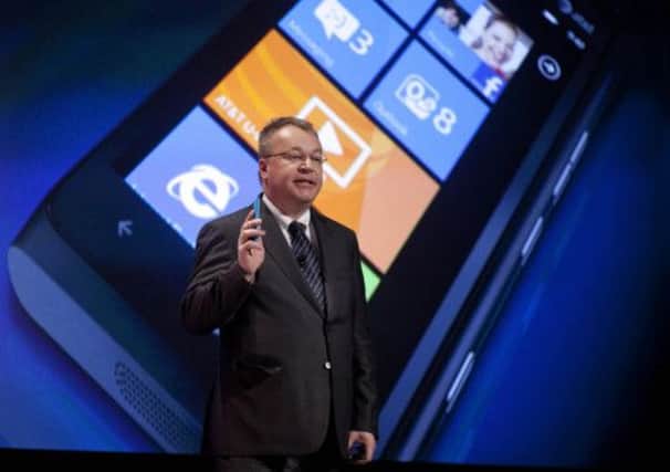 Nokia president and CEO Stephen Elop introduces the Lumia 900 smartphone