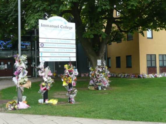 The tributes laid at the school where Tracey Askham taught.
 Picture: Ross Parry Agency