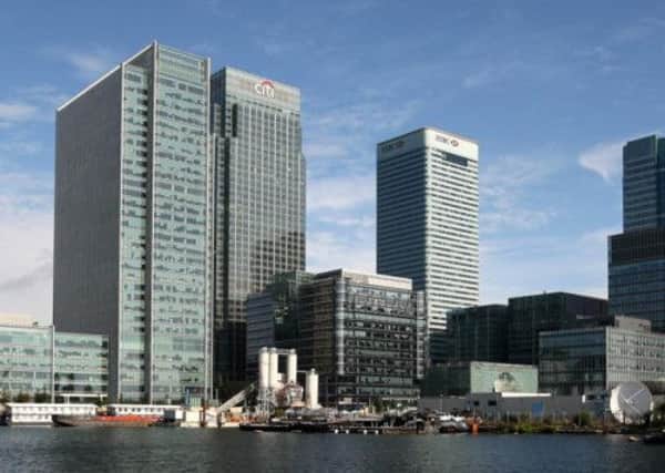 Canary Wharf in Docklands, east London.