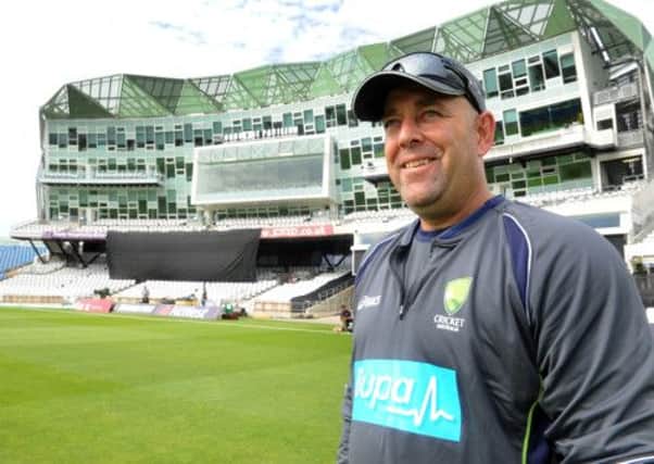 Darren Lehmann during practice on the Headingley pitch ahead of the one day international against England