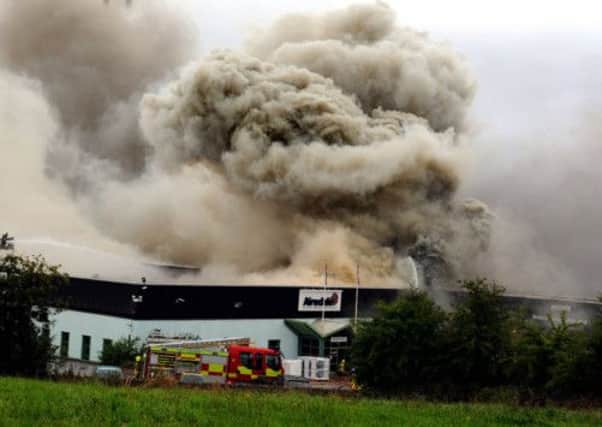 Firefighters tackle a major blaze at the Airedale Air Conditioning factory on the A65 Leeds Road in Rawdon