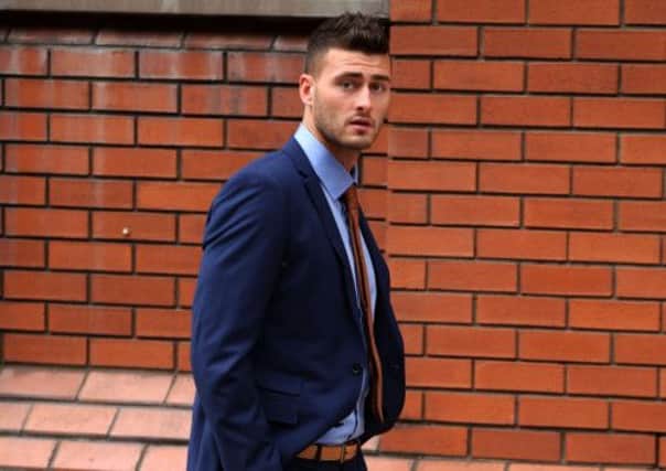 Sheffield Wednesday's Gary Madine arrives for his assault trial at Leeds Crown Court.