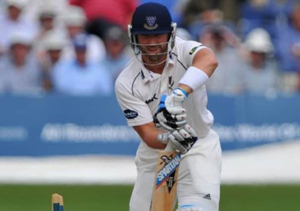 Matt Prior of Sussex is clean bowled by Steve Patterson of Yorkshire