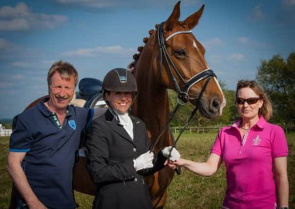 Chris Lawton, dressage star Lisa Marriott, Woodcroft Dancing Queen (The Ginger Witch) and Nikki Lawton.