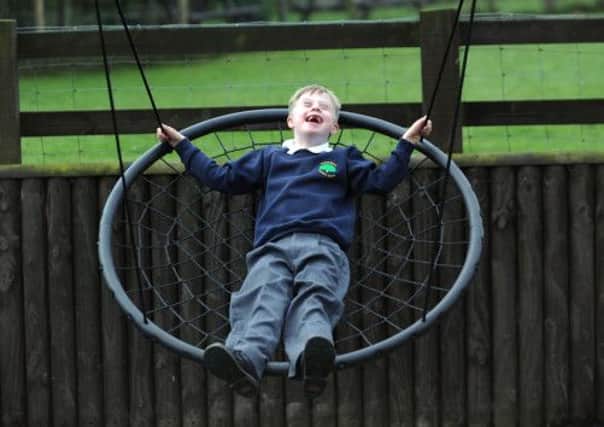 Thomas Hanlon, 8, enjoys the swing