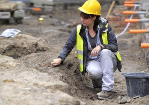 Katie Keefe from Onsite Archaeology on the site of a medieval church on Kings Square, York. Picture: Tony Bartholomew