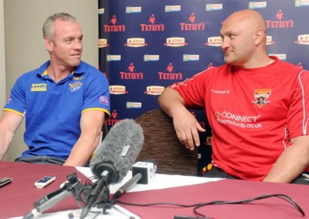 SEE YOU IN THE FINAL: Leeds Rhinos' Brian McDermott, left, and Paul Anderson, coach of Huddersfield Giants, could meet each other in the Grand Final at Old Trafford after today's Club Call draw was made. Picture: Steve Riding.