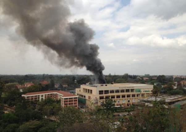 Heavy smoke rises from the Westgate Mall in Nairobi