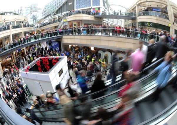 Crowds at the Trinity Shopping Centre, Leeds.