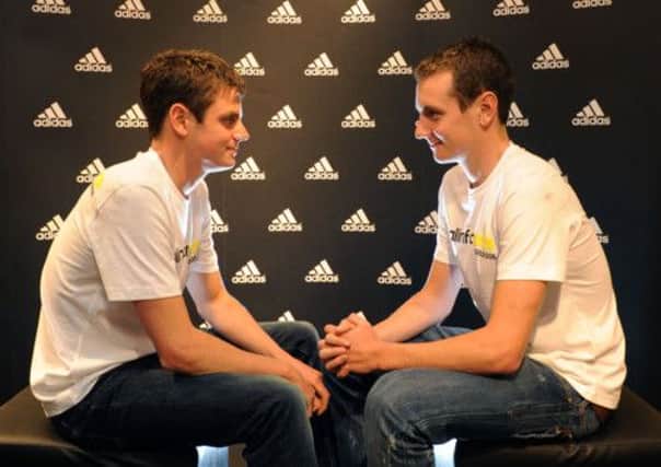 The Brownlee Brothers Alistair and Jonny, go head to head in a quiz at the Adidas store, Trinity Shopping Centre, Leeds