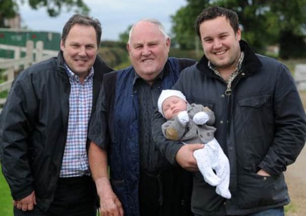 Geoff Spence, Thomas Clarke, 7 week old William Spence and Chris Spence