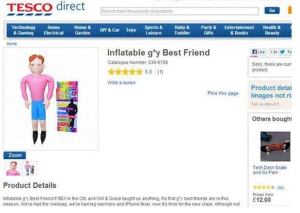 Tesco's website page for its Gay Best Friend toy