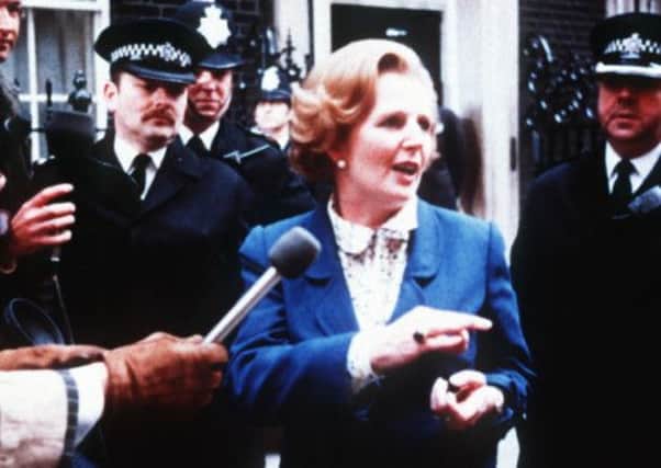 Margaret Thatcher arriving at 10 Downing Street in London after winning the general election.
