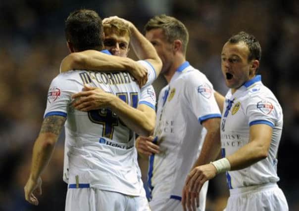 Ross McCormack celebrates his goal with Stephen McCormack last night