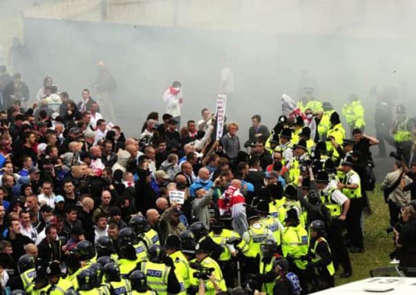 EDL supporters gather in Bradford in 2010