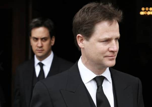 Deputy Prime Minister Nick Clegg (right) and Labour Leader Ed Miliband