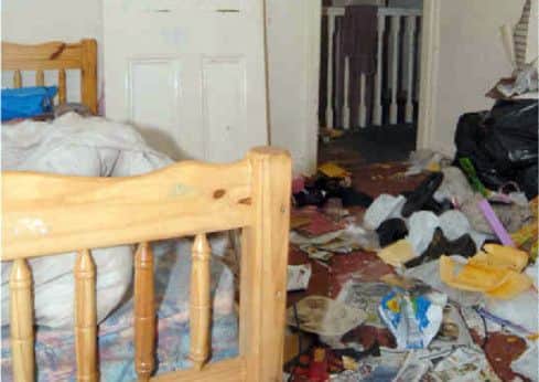 A squalid bedroom in Hutton's house