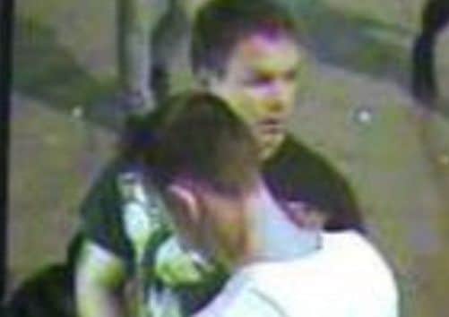 CCTV image of the men police want to trace in connection with an attack on Lyndsay Gudger.