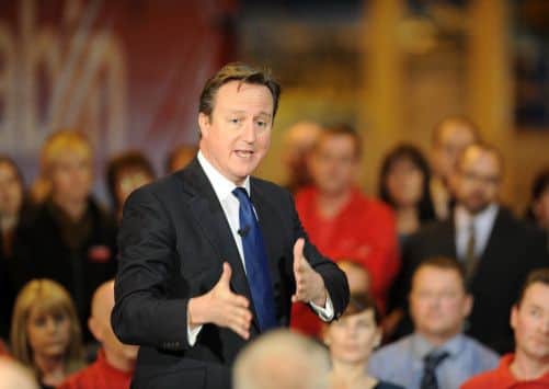 David Cameron takes part in a PM Direct session with workers at Portakabin in York. 
Picture by Gerard Binks.