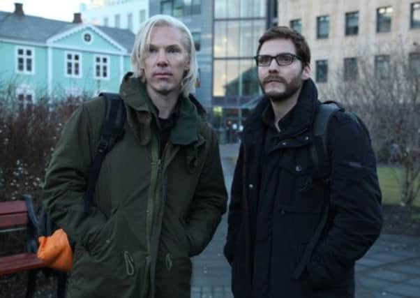 Benedict Cumberbatch as Julian Assange and Daniel Bruhl as Daniel Berg