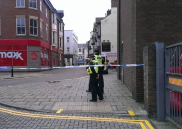 The police cordon in Scarbrorough this morning