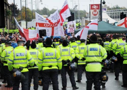 EDL and rival demonstrators in Bradford