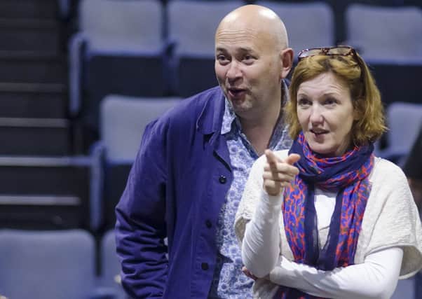 Vincent Franklin and Kacey Ainsworth in rehearsal for Laughton