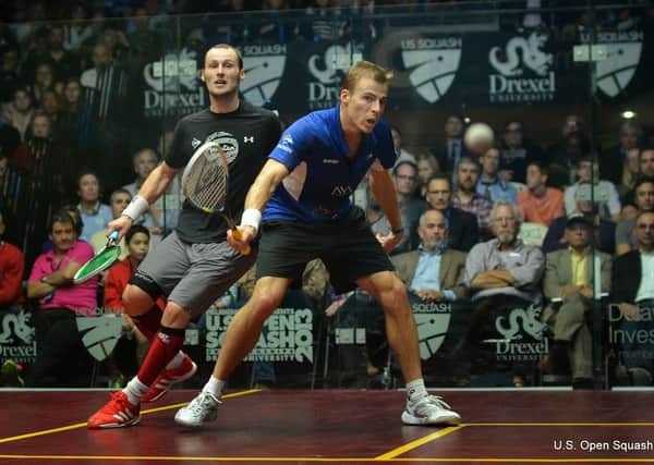 MISSED OUT: Nick Matthew, right, lost out in the US Open final to top seed Gregory Gaultier. Picture: Steve Cubbins/US Open Squash.