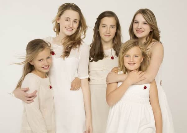 The Poppy Girls, (left to right) Megan Adams, 10, Bethany Davy, 15, Alice Milburn, 13, Florence Ransom, 10,  and Charlotte Mellor , 17.