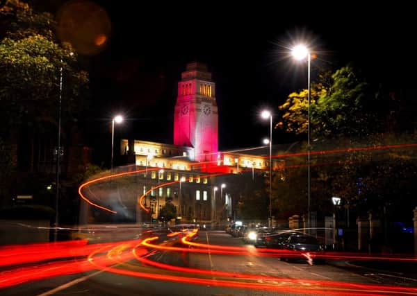 The University of Leeds turned its Parkinson Building pink to show support for the fight against breast cancer.
