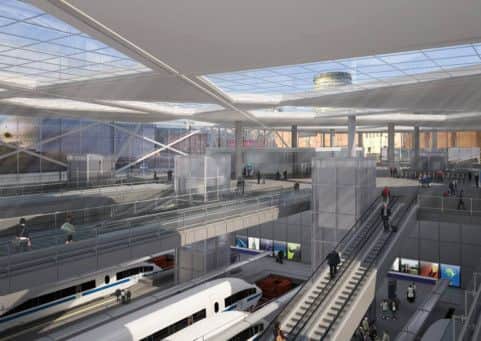 An artist's impression of how an HS2 station may look.
