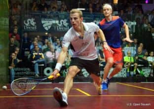 Sheffield's Nick Matthew, left, plays against fellow Yorkshireman James Willstrop in the recent US Open. Picture courtesy of Steve Cubbins/US Open Squash.