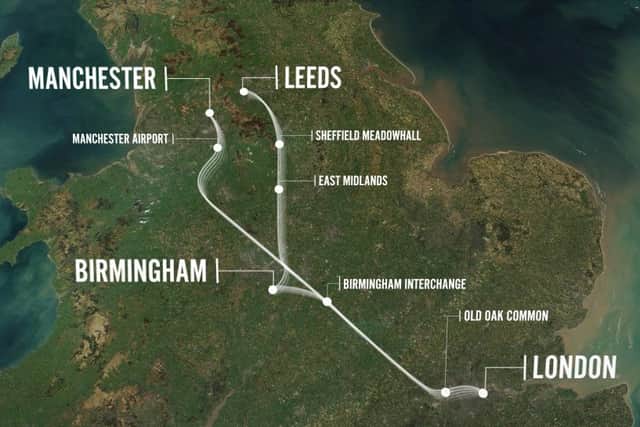 HS2 High Speed Rail - map of phase one and two.