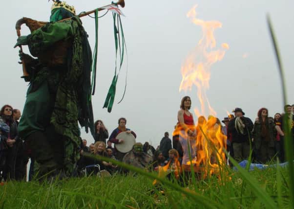 Celtic festival of Beltane at Thornborough Henge near Ripon