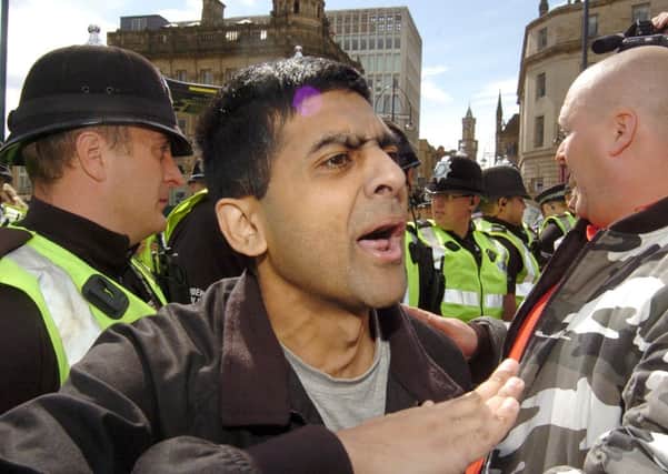 Abdul Rafiq at an earlier EDL rally in Bradford. Picture: Ross Parry Agency