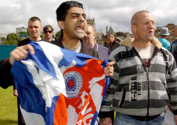 Abdul Rafiq at an EDL rally in Bradford in 2010 . Picture: Ross Parry Agency