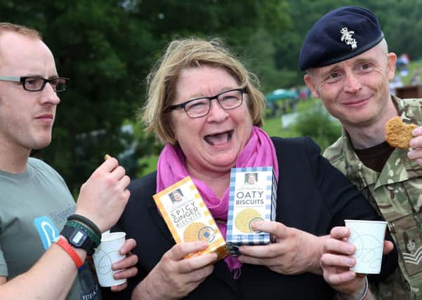 Rosemary Shrager with army veterans at the Great Yorkshire Show in July