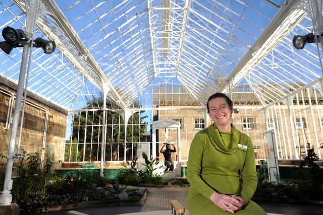 Director Claire Herring inside the restored Victorian conservatory at Wentworth Castle Gardens.