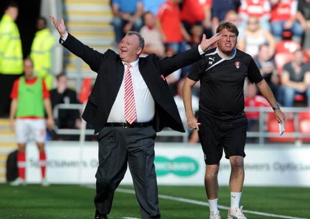Rotherham Manager Steve Evans and assistant Paul Rayner