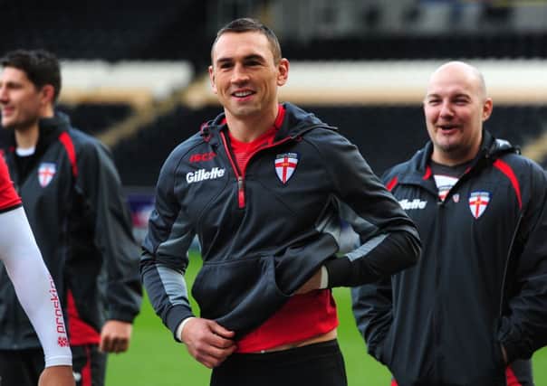 England's Kevin Sinfield during the captains run at the KC Stadium, Hull.