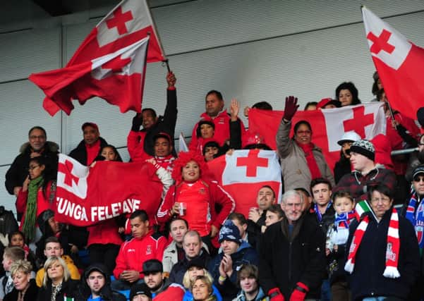 Tonga fans show their support at The Shay