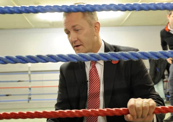 South Yorkshire police and crime commissioner Shaun Wright during a visit to a local gym